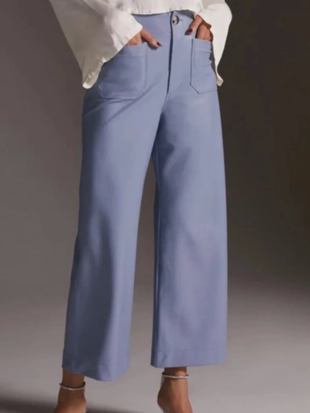 Maeve Sky Blue Fake Leather Colette Cropped